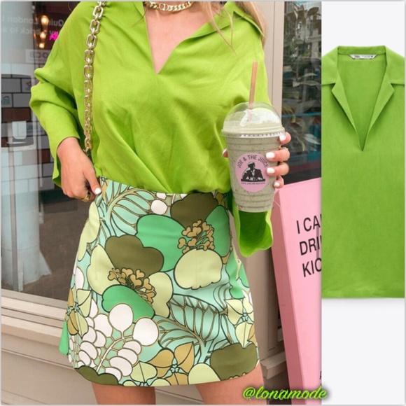 💚 Zara Green Oversized Linen Blend Shirt 💚 - Picture 9 of 14